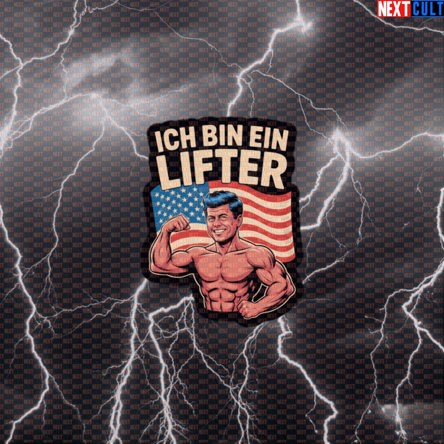 Ich Bin Ein Lifter Funny Gym Sticker - Patriotic JFK Meme Decal for Water Bottles & Gym Gear Default Title 4th of July Bodybuilding Fitness Gym JFK Powerlifting Workout Next Cult Brand