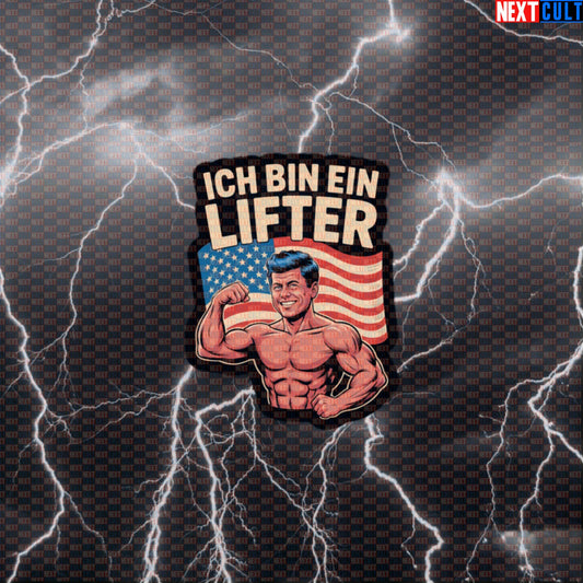 Ich Bin Ein Lifter Funny Gym Sticker - Patriotic JFK Meme Decal for Water Bottles & Gym Gear Default Title 4th of July Bodybuilding Fitness Gym JFK Powerlifting Workout Next Cult Brand