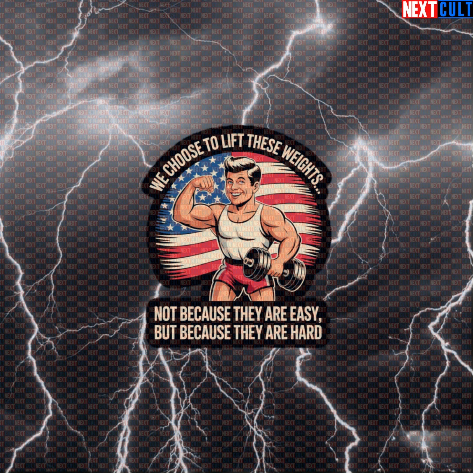 JFK We Choose To Lift Funny Gym Sticker - Patriotic Workout Decal for Gym Gear Default Title 4th of July Bodybuilding Fitness Gym JFK Powerlifting Workout Next Cult Brand