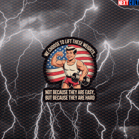 JFK We Choose To Lift Funny Gym Sticker - Patriotic Workout Decal for Gym Gear Default Title 4th of July Bodybuilding Fitness Gym JFK Powerlifting Workout Next Cult Brand