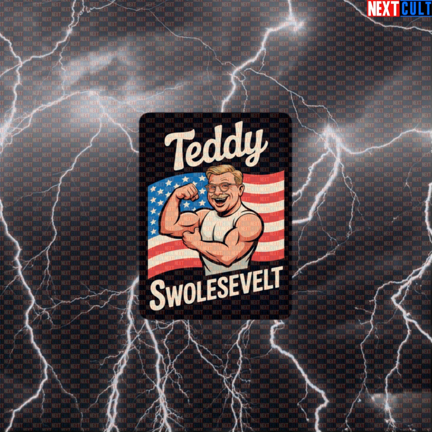 Teddy Swolesevelt Funny Gym Sticker - Patriotic 4th of July Workout Decal for Gym Gear Default Title Stickers Next Cult Brand
