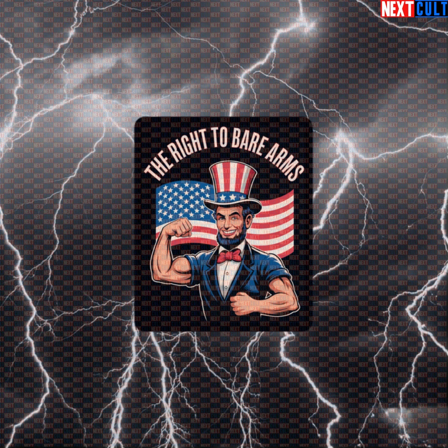 Funny Patriotic Gym Sticker - Abraham Lincoln Right To Bare Arms Decal | USA Workout Meme Default Title Stickers Next Cult Brand