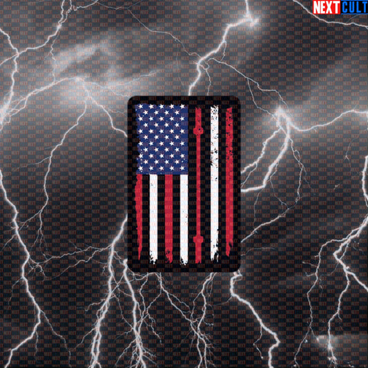 Barbell Flag USA Patriotic Gym Sticker | Funny Workout Decal For Lifters | Powerlifting Laptop Sticker Default Title Stickers 4th of July Fitness Gym Powerlifting Workout Next Cult Brand