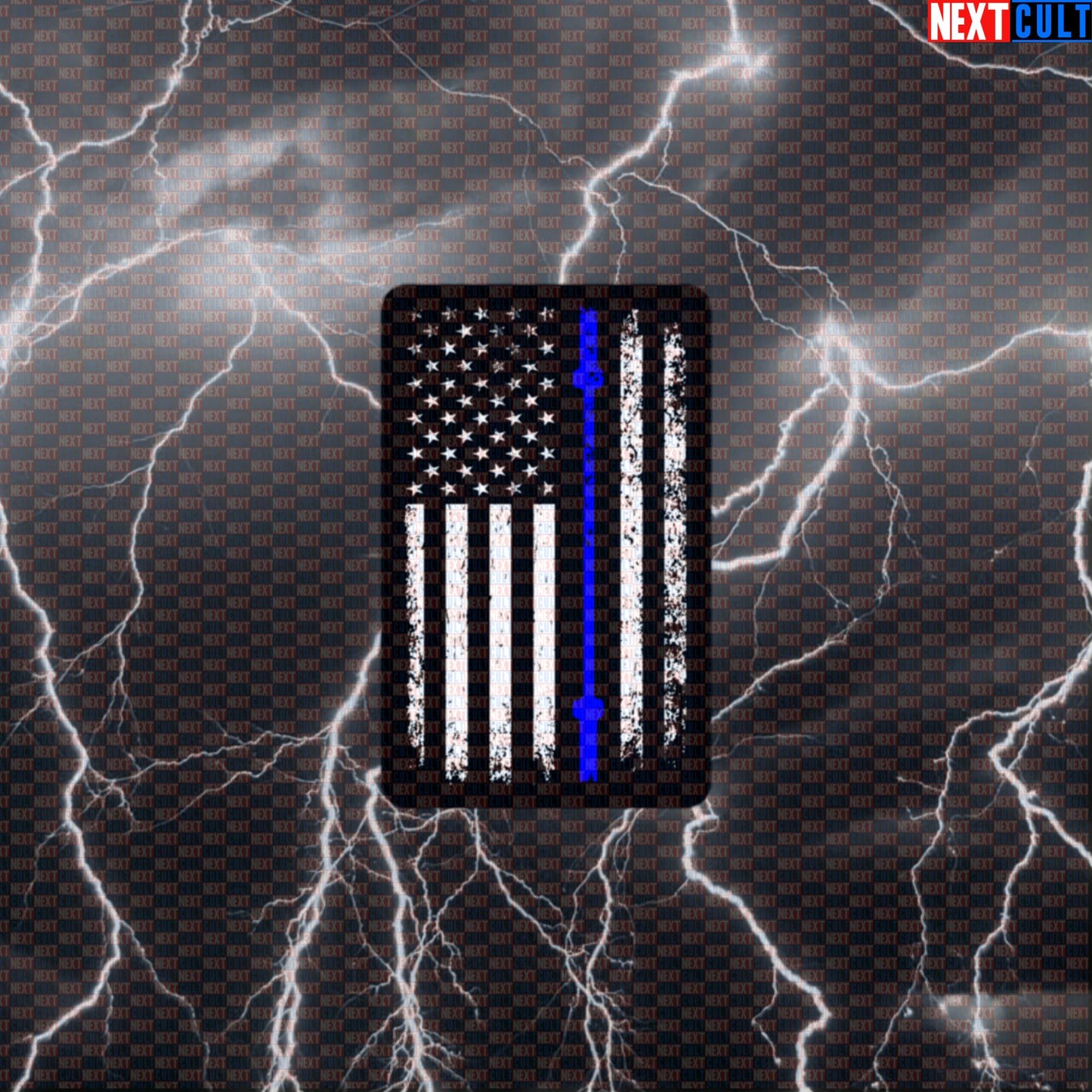 Thin Blue Line Barbell Flag Decal | Patriotic Police & Gym Honor Sticker for Lifters & Gymbro Default Title Stickers 4th of July Fitness Gym Powerlifting Workout Next Cult Brand