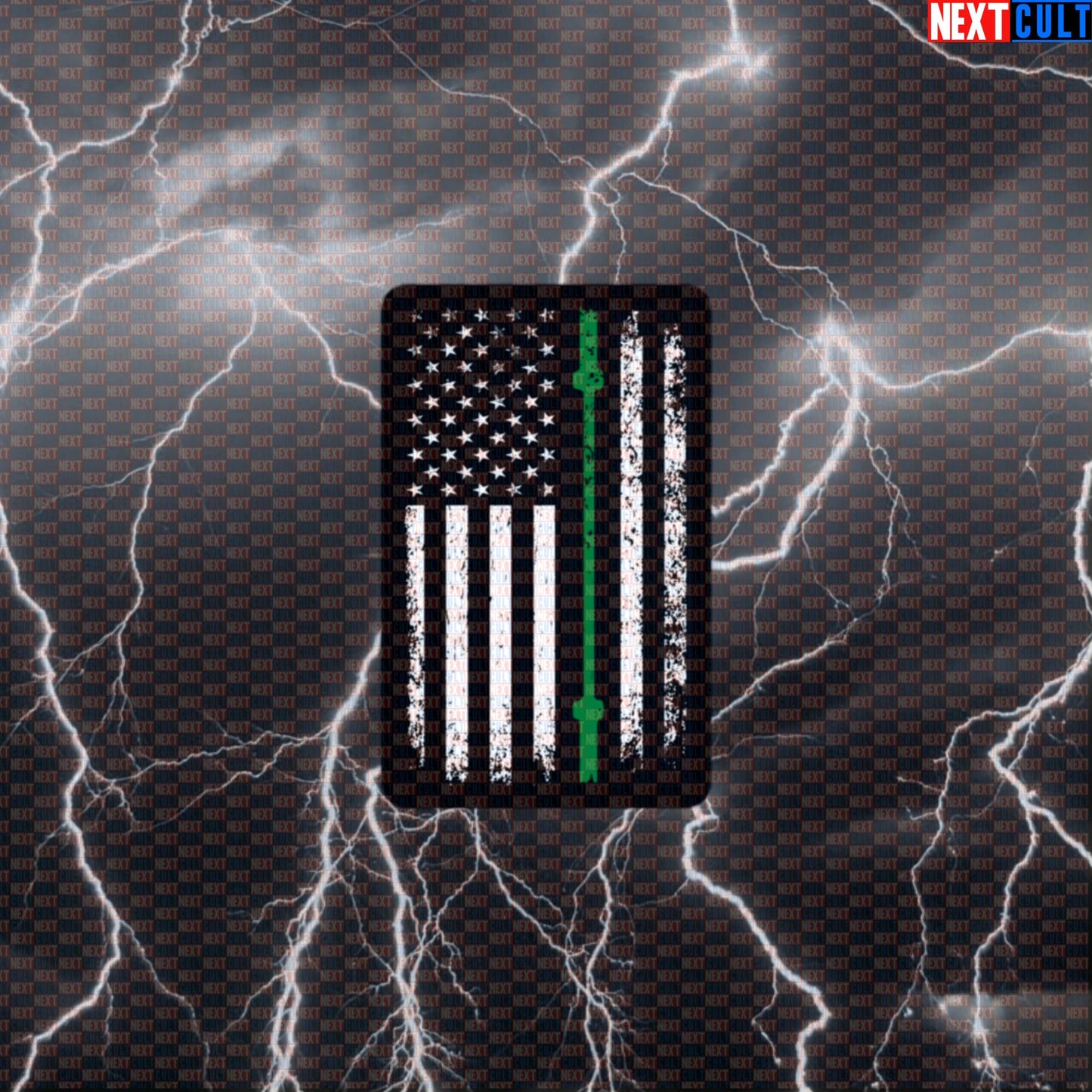 Thin Green Line Barbell Flag Sticker | Patriotic Gym Decal for Lifters & Military Support Default Title Stickers 4th of July Fitness Gym Powerlifting Workout Next Cult Brand