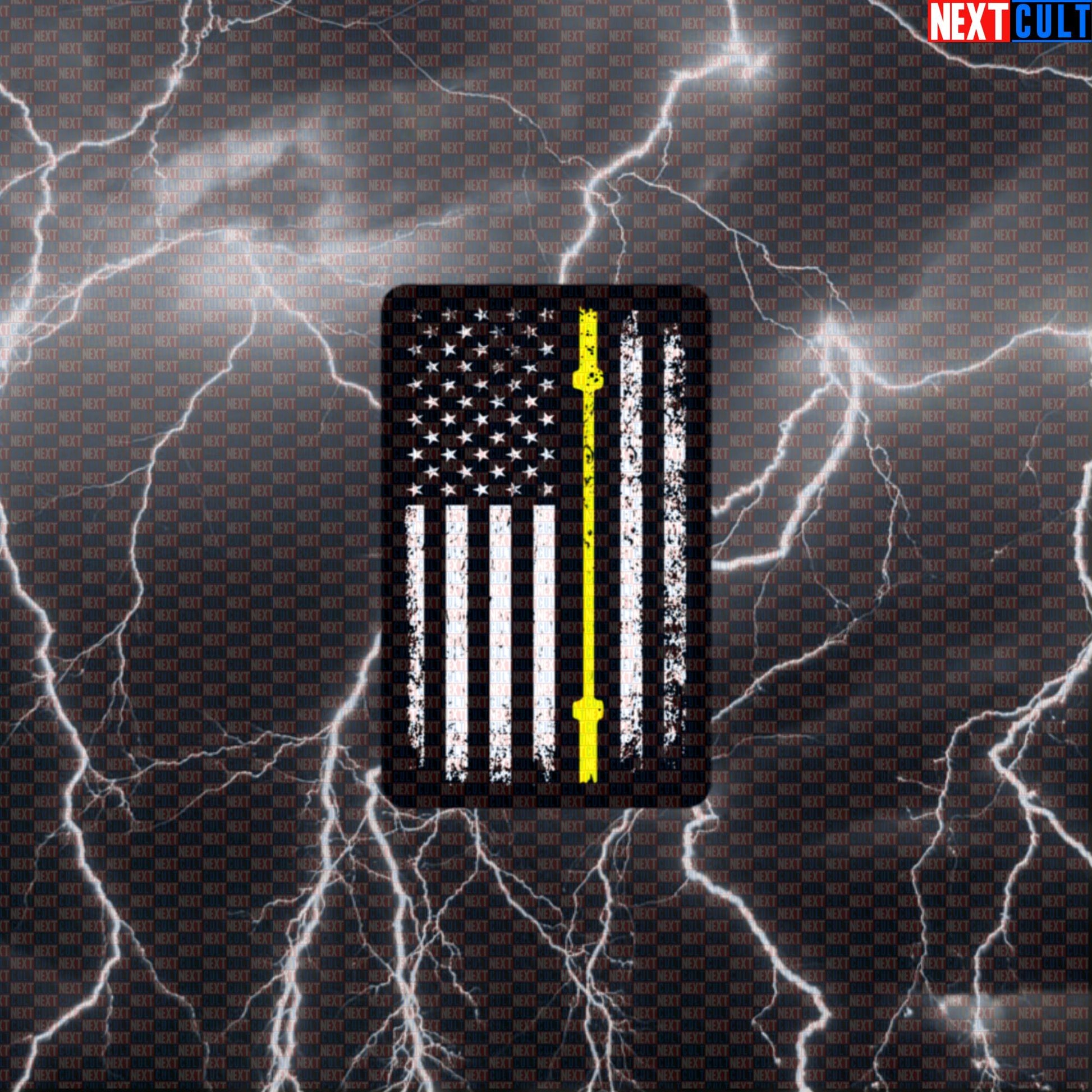 Thin Yellow Line Barbell Flag Decal | Patriotic Gym Sticker For Lifters Honoring Security Default Title Stickers 4th of July Fitness Gym Powerlifting Workout Next Cult Brand