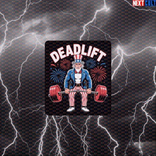 Uncle Sam Deadlift Patriotic Funny Gym Sticker - 4th of July Workout Meme Decal for Water Bottles Default Title 4th of July Bodybuilding Fitness Gym Leg Day Powerlifting Uncle Sam Workout Next Cult Brand