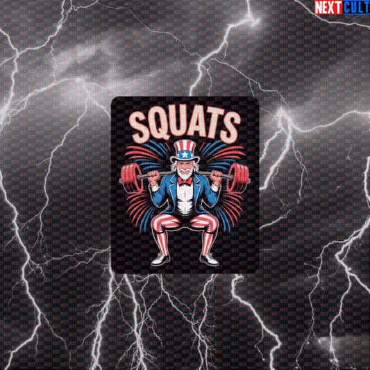Uncle Sam Squats Funny Patriotic Gym Sticker - USA Meme Decal for Water Bottles & Gym Gear Default Title 4th of July Bodybuilding Fitness Gym Leg Day Powerlifting Uncle Sam Workout Next Cult Brand