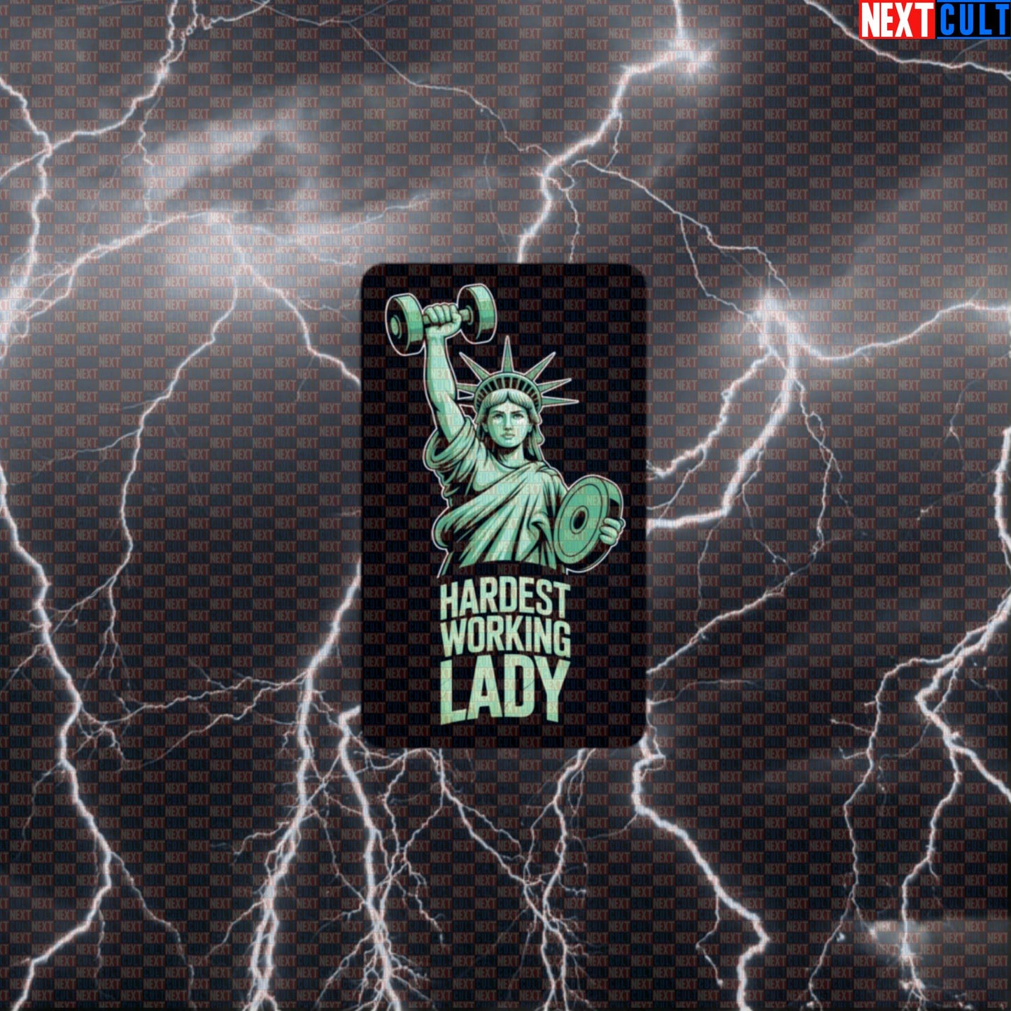 Hardest Working Lady Funny Gym Sticker – Patriotic Statue of Liberty 4th of July Workout Decal Default Title 4th of July Bodybuilding Fitness Gym Statue of Liberty Workout Next Cult Brand