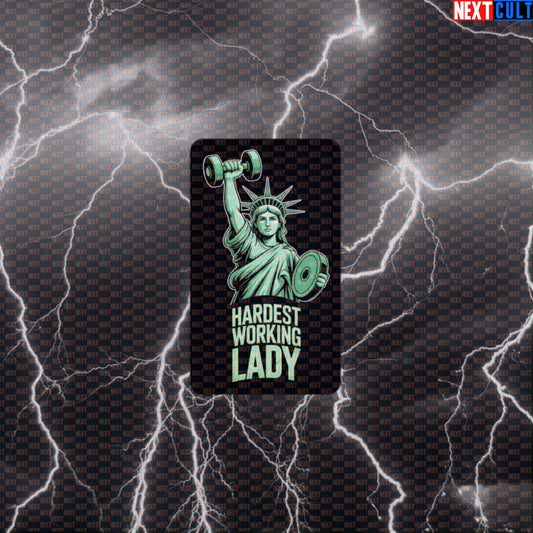 Hardest Working Lady Funny Gym Sticker – Patriotic Statue of Liberty 4th of July Workout Decal Default Title 4th of July Bodybuilding Fitness Gym Statue of Liberty Workout Next Cult Brand