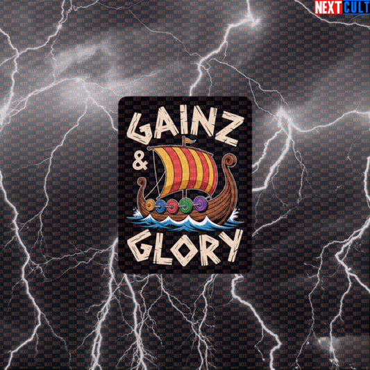 Gainz & Glory Viking Funny Gym Sticker - Norse Workout Meme Decal for Water Bottles & Gear Default Title Bodybuilding Fitness Gym Vikings Workout Next Cult Brand