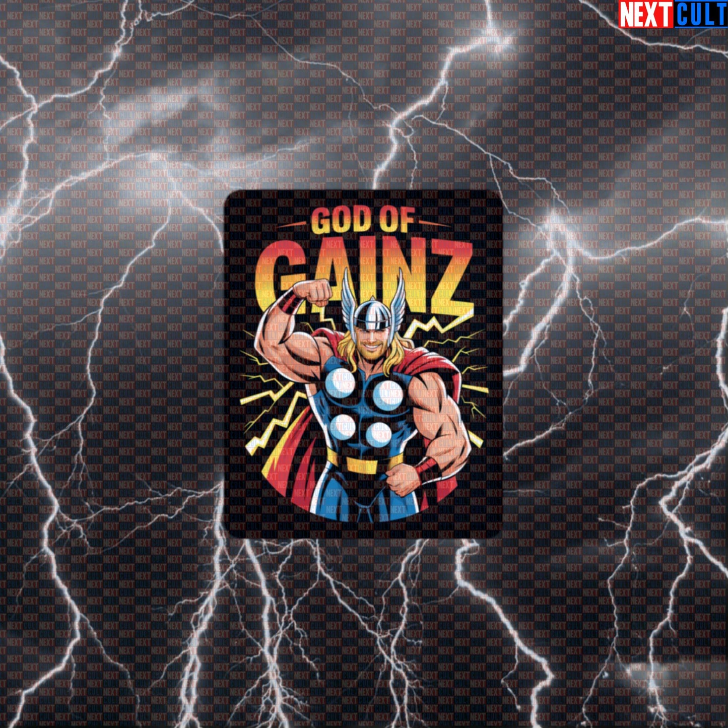God of Gainz Funny Gym Sticker - Viking Thor Workout Decal for Gym Gear & Water Bottles Default Title Avengers Bodybuilding Films Fitness Gym Superheroes Thor Vikings Workout Next Cult Brand