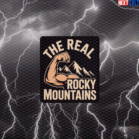 The Real Rocky Mountains Funny Gym Sticker - Bicep Mountain Meme Decal for Gym Gear Default Title Stickers Next Cult Brand