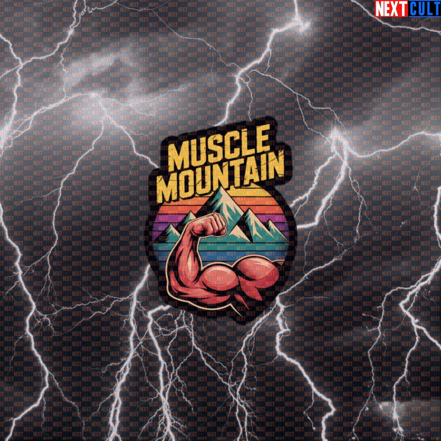 Muscle Mountain Funny Gym Sticker - Bicep Mountain Meme Decal for Water Bottles & Gym Gear Default Title Stickers Next Cult Brand