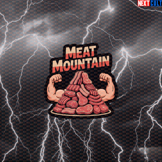 Meat Mountain Funny Gym Sticker - Steak Sausage Meme Decal for Water Bottles & Gym Gear Default Title Stickers Bodybuilding Fast Food Fitness Gym Workout Next Cult Brand