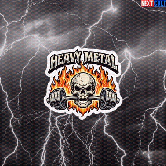 Heavy Metal Gym Lifting Skull Sticker | Funny Workout Decal for Lifters & Bodybuilding Fans Default Title Stickers Next Cult Brand
