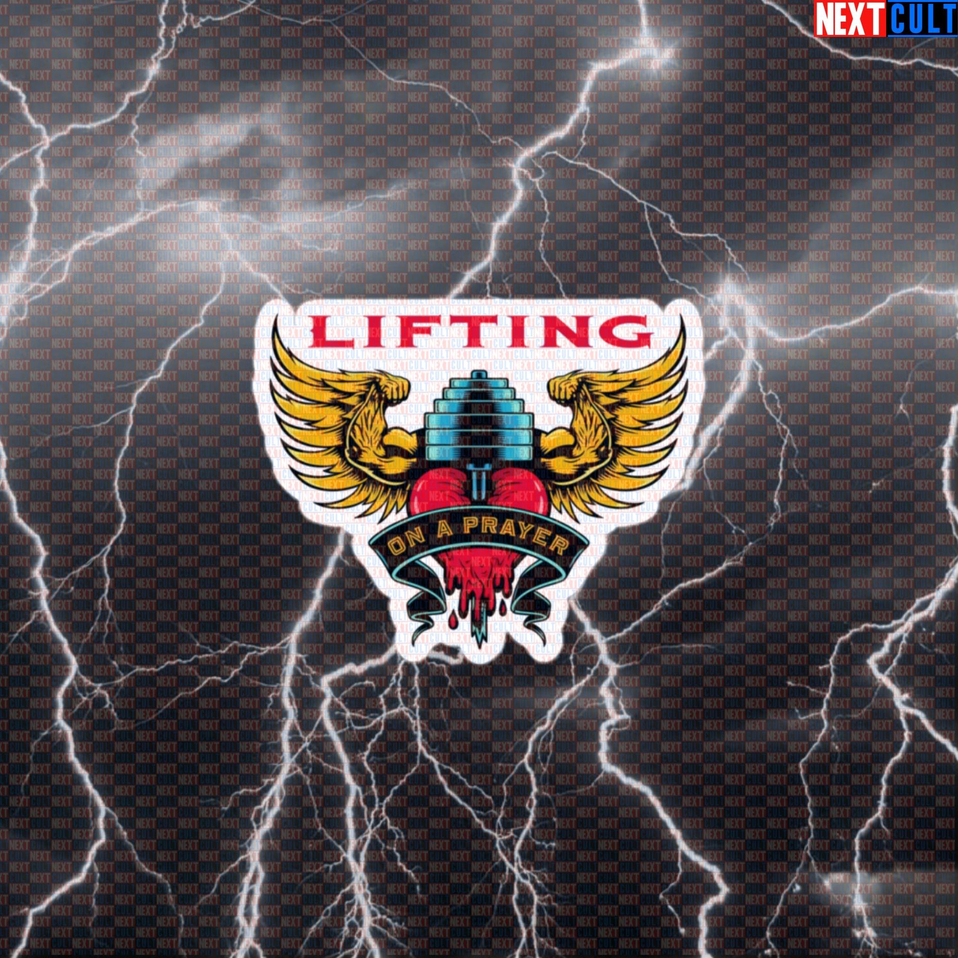 Lifting on a Prayer Funny Gym Sticker - Bon Jovi Gym Meme Decal for Water Bottles & Gym Gear Default Title Stickers Next Cult Brand
