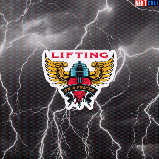 Lifting on a Prayer Funny Gym Sticker - Bon Jovi Gym Meme Decal for Water Bottles & Gym Gear Default Title Stickers Next Cult Brand