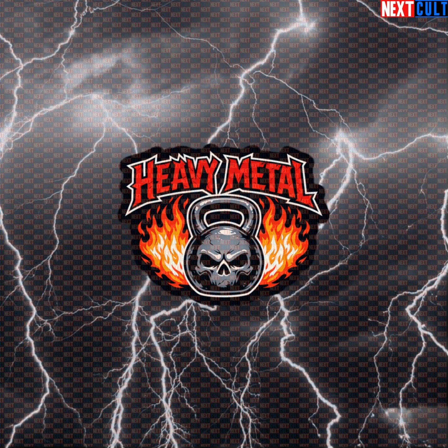 Heavy Metal Skull Kettlebell Gym Sticker | Funny Workout Lifting Decal for Gymbros Default Title Stickers Bodybuilding Fitness Gym Kettlebell Rock Music Workout Next Cult Brand