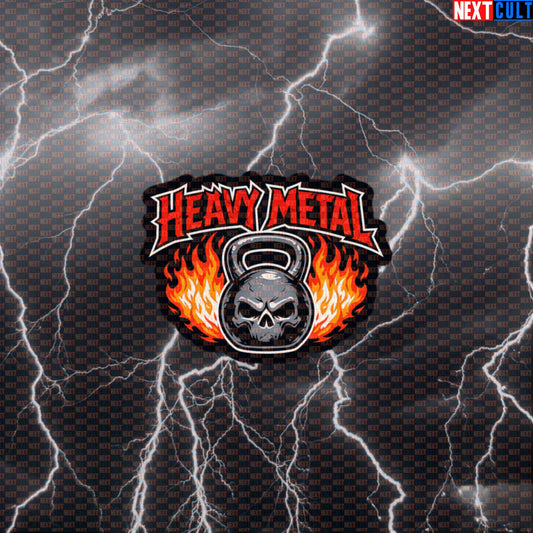 Heavy Metal Skull Kettlebell Gym Sticker | Funny Workout Lifting Decal for Gymbros Default Title Stickers Bodybuilding Fitness Gym Kettlebell Rock Music Workout Next Cult Brand