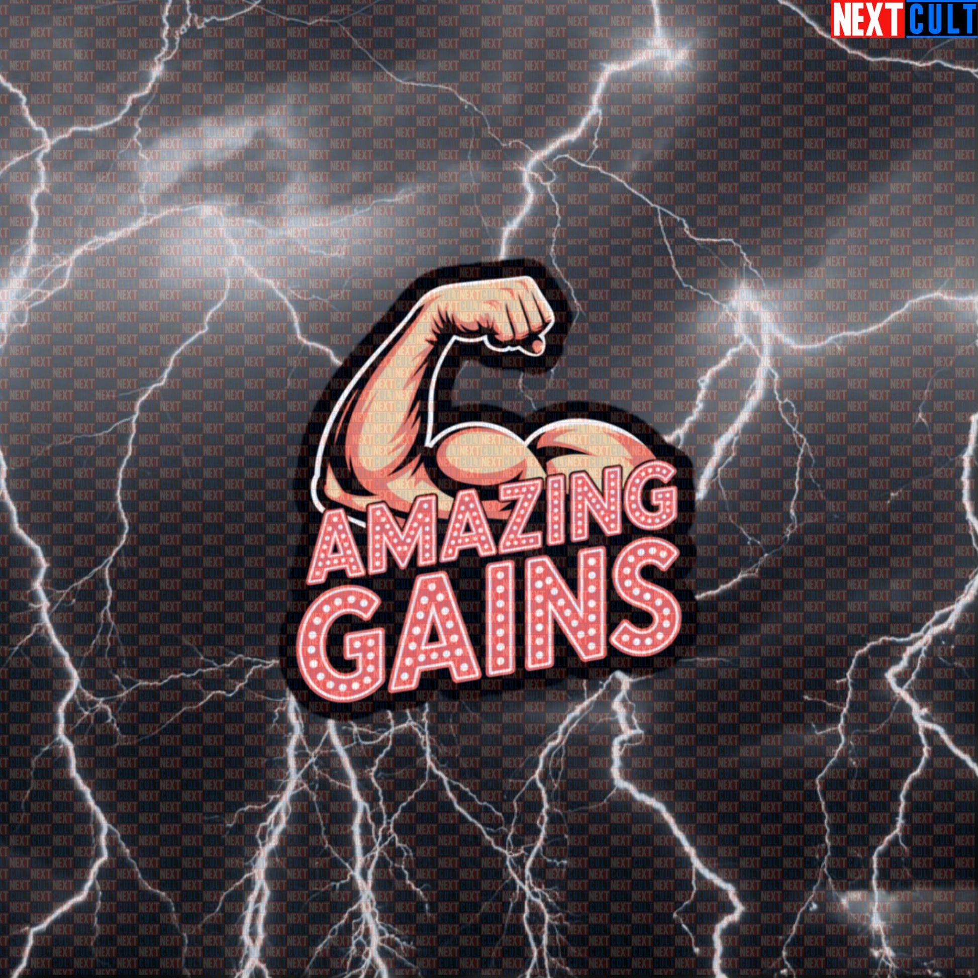 Amazing Gains Funny Gym Sticker - Elvis Presley Rock & Roll Meme Decal for Gym Gear Default Title Stickers Next Cult Brand