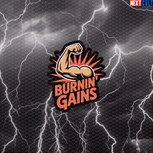 Burnin Gains Funny Gym Sticker - Elvis Presley Rock & Roll Decal Workout Sticker Default Title Stickers Bodybuilding Elvis Presley Fitness Gym Rock Music Workout Next Cult Brand