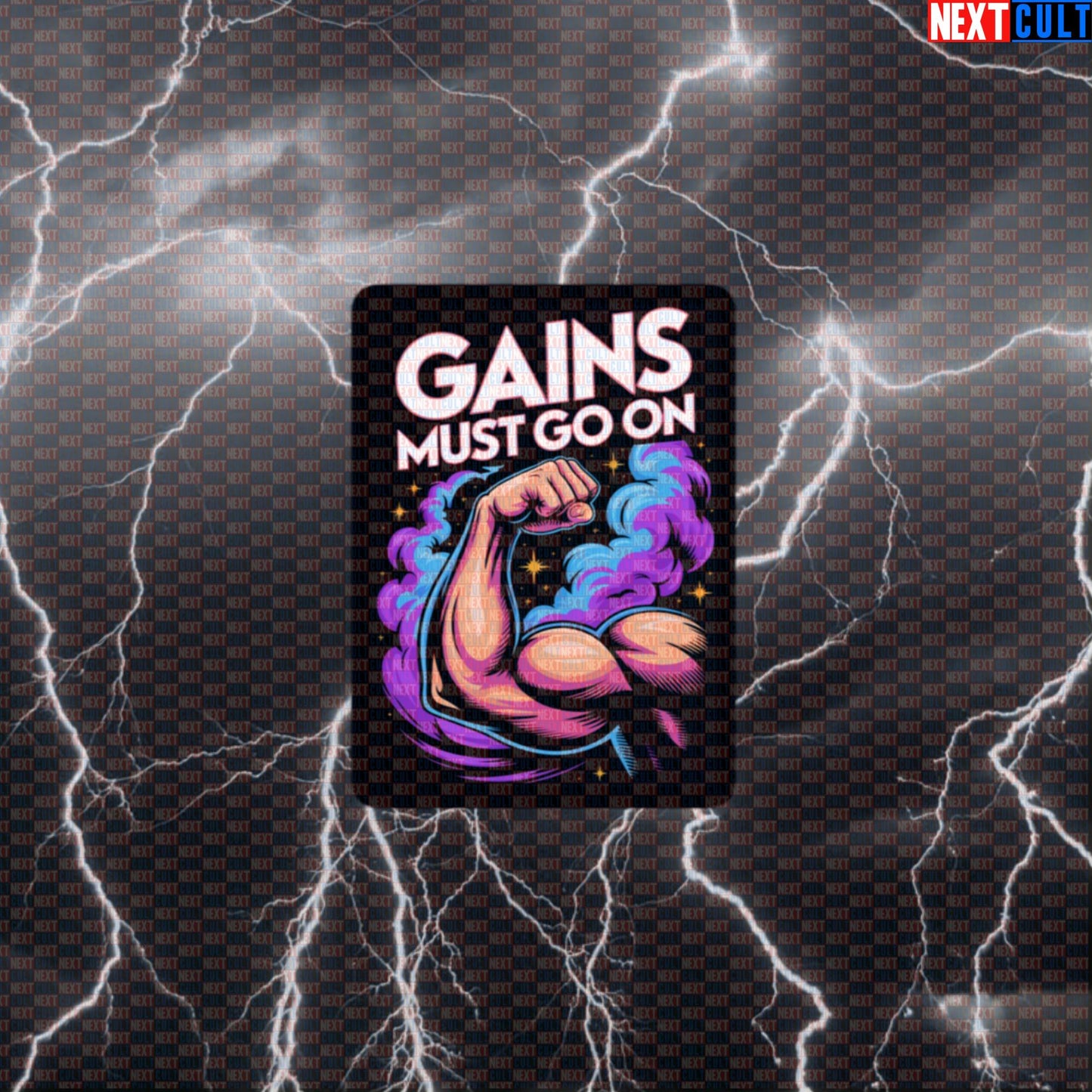 Gains Must Go On Funny Gym Sticker - Queen Rock Music Meme Decal for Water Bottles Default Title Stickers Bodybuilding Fitness Gym Queen Rock Music Workout Next Cult Brand