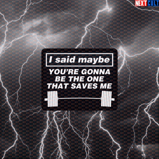 Barbell Saves Me Gym Sticker | Oasis Wonderwall Parody Funny Workout Decal Default Title Stickers Bodybuilding Fitness Gym Oasis Powerlifting Rock Music Workout Next Cult Brand