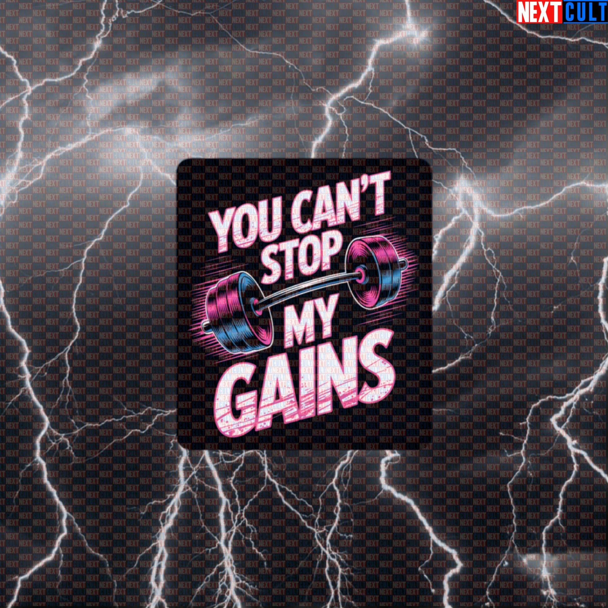 You Can't Stop My Gains Funny Gym Sticker - Heavy Metal Workout Decal Twisted Sister Meme Default Title Stickers Bodybuilding Fitness Gym Rock Music Twisted Sister Workout Next Cult Brand