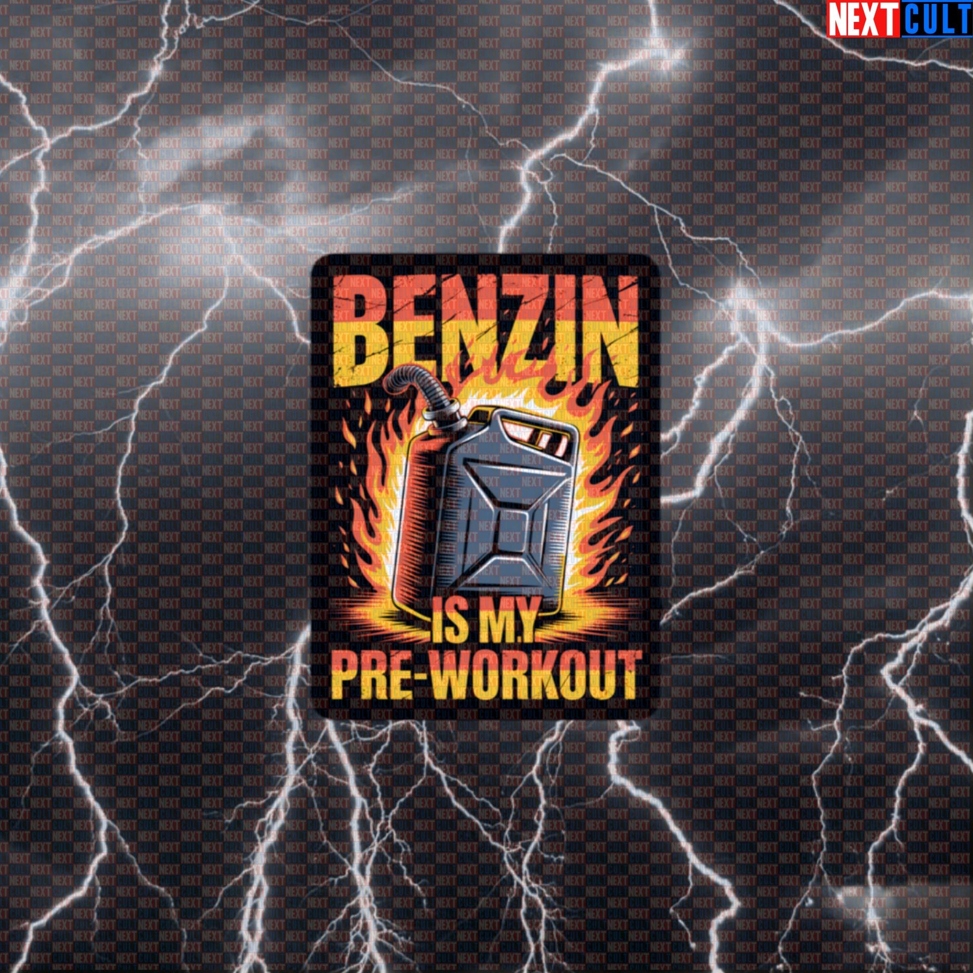 Benzin Is My Preworkout Funny Gym Sticker - Rammstein Fuel Meme Decal for Gym Gear Default Title Stickers Bodybuilding Fitness Gym Rammstein Rock Music Workout Next Cult Brand