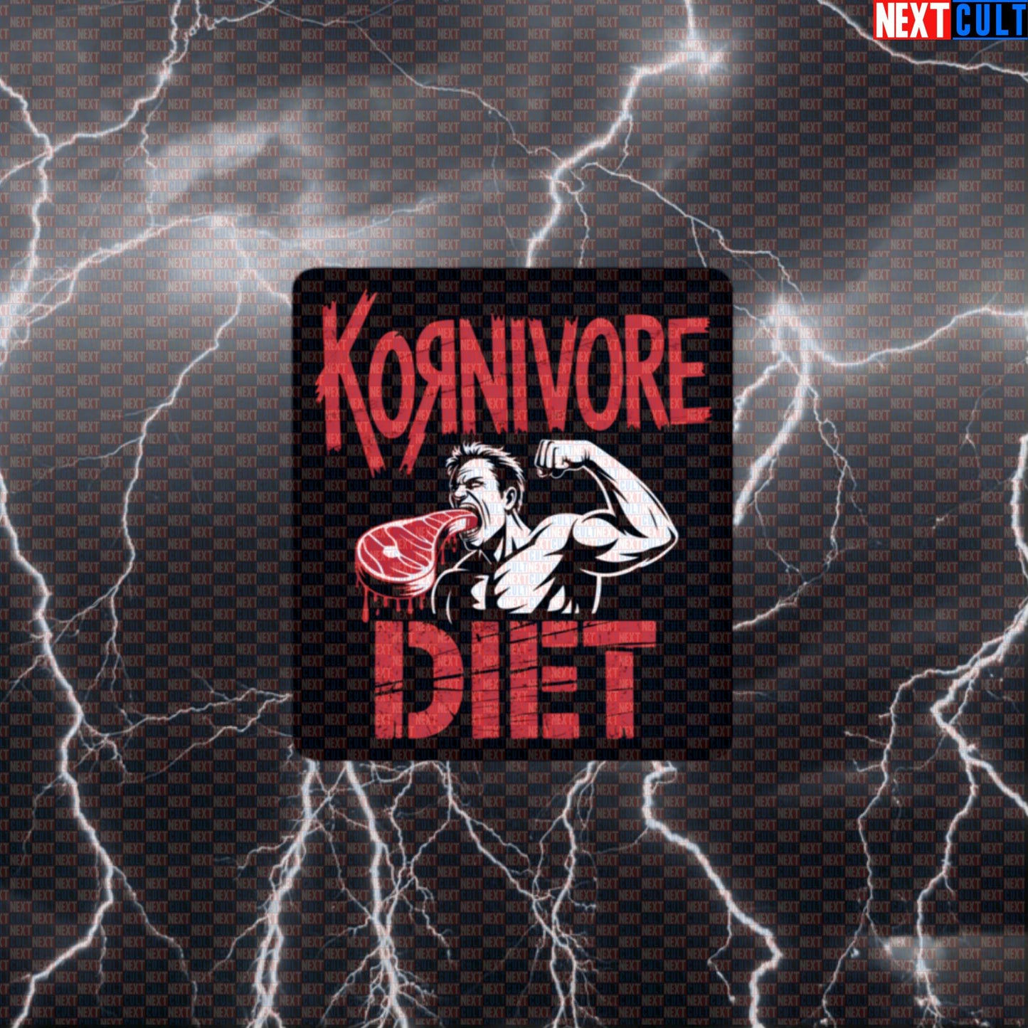 Kornivore Diet Funny Gym Sticker - Carnivore Gains Metalhead Decal for Gym Gear Default Title Stickers Bodybuilding Fast Food Fitness Gym Korn Workout Next Cult Brand