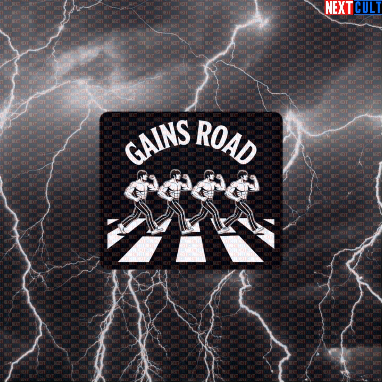 Gains Road Beatles Funny Gym Sticker - Abbey Road Parody Decal for Water Bottles & Gym Gear Default Title Stickers Next Cult Brand