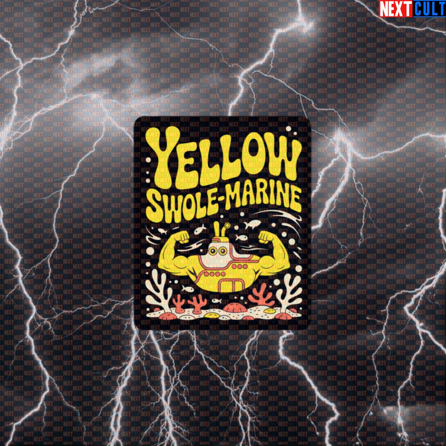 Yellow Swole-Marine Funny Gym Sticker - Beatles Parody Decal for Water Bottles & Gym Gear Default Title Stickers Bodybuilding Fitness Gym Rock Music The Beatles Workout Next Cult Brand