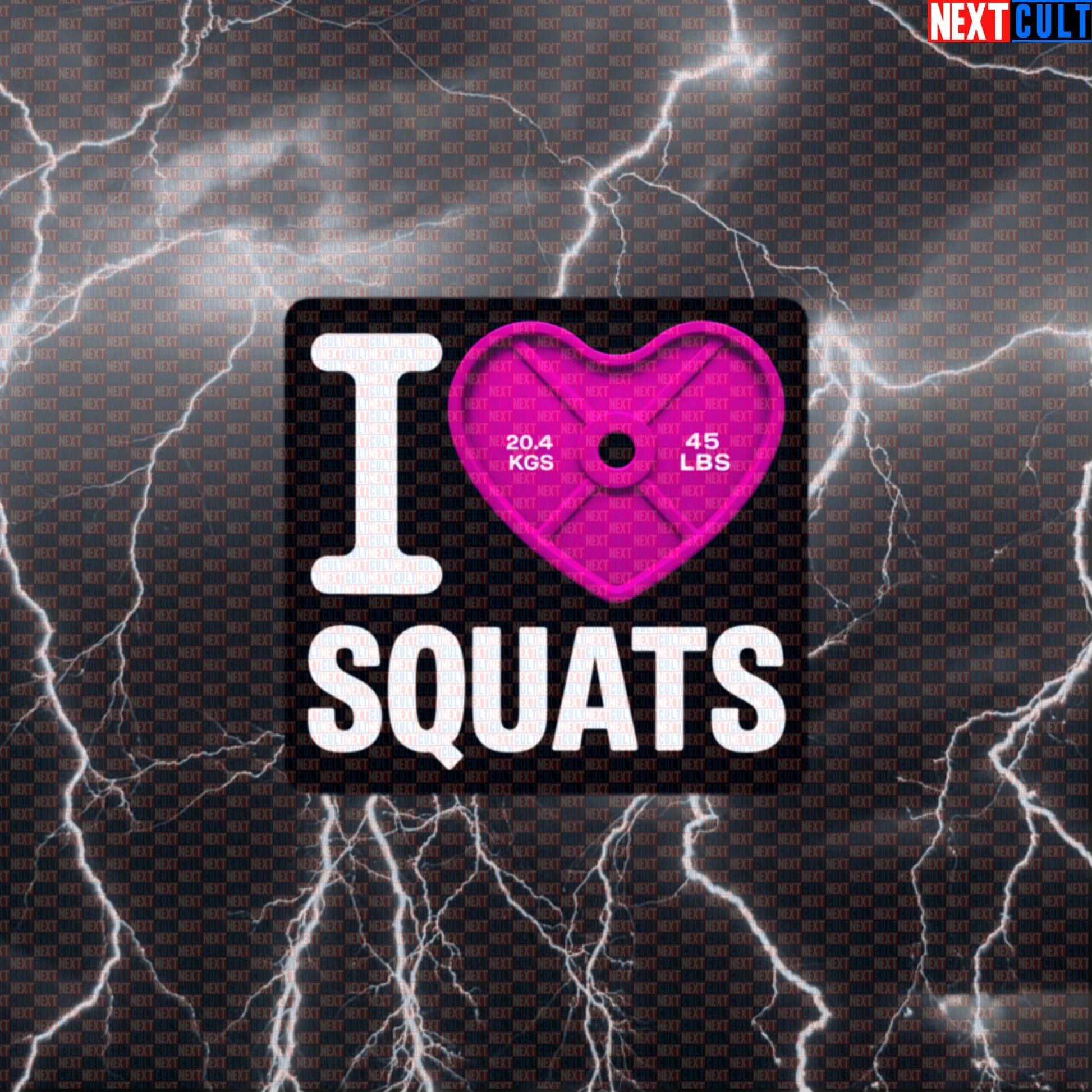 I Love Squats Funny Gym Sticker | Leg Day Pink Heart Plate Decal Meme Default Title Stickers Bodybuilding Fitness Gym Leg Day Powerlifting Valentine's Day Workout Next Cult Brand
