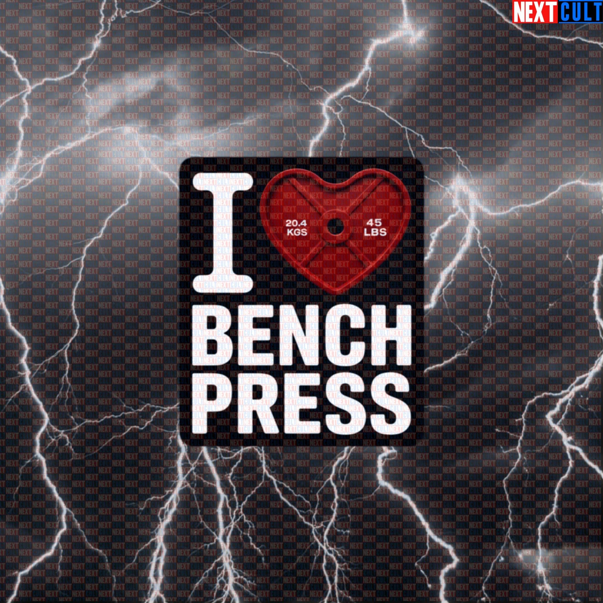 I Love Bench Press Funny Gym Sticker | Red Heart Weight Plate Decal For Lifters Default Title Stickers Bodybuilding Fitness Gym Powerlifting Valentine's Day Workout Next Cult Brand