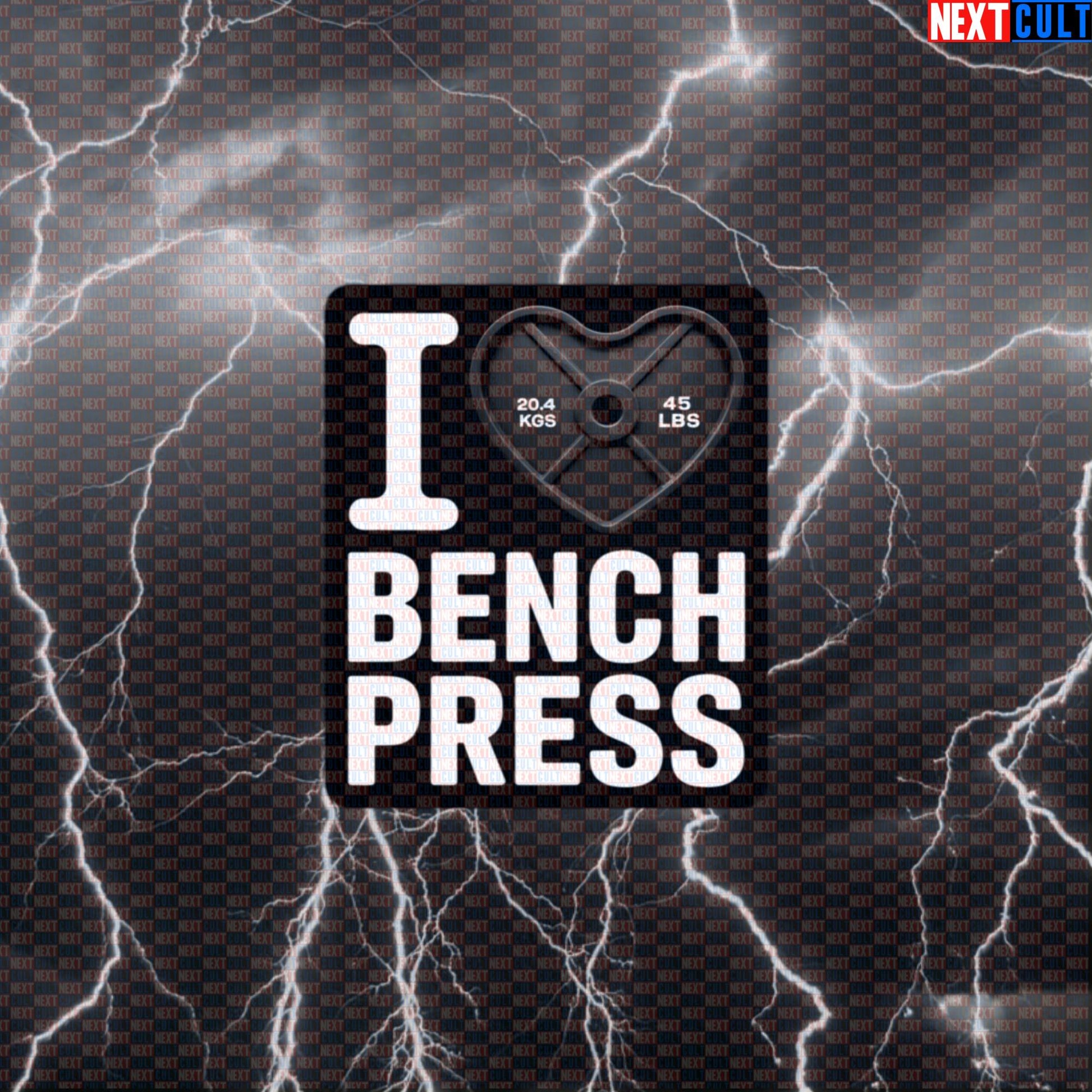 I Love Bench Press Gym Sticker Decal | Heart Weight Plate Funny Workout Meme for Lifters Default Title Stickers Bodybuilding Fitness Gym Powerlifting Valentine's Day Workout Next Cult Brand