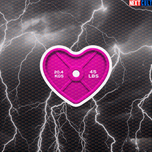 Pink Heart Weight Plate I Love Gym Decal | Funny Gym Sticker for Lifters Valentine's Workout Meme Default Title Stickers Bodybuilding Fitness Gym Powerlifting Valentine's Day Workout Next Cult Brand