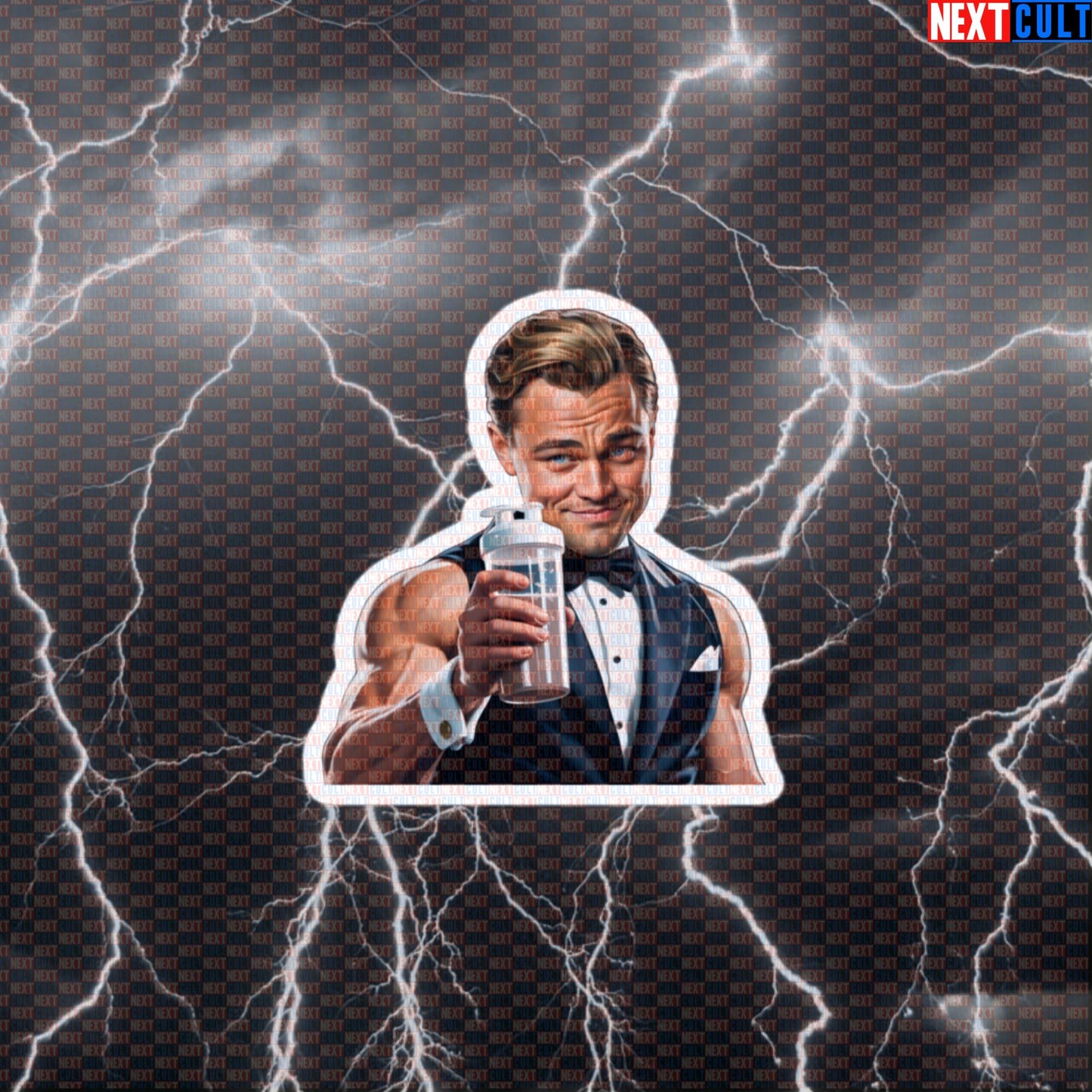 Swole DiCaprio Cheersing Protein Shaker Sticker | Funny Great Gatsby Gym Meme Decal Default Title Stickers Bodybuilding Fast Food Films Fitness Gym Leonardo DiCaprio Workout Next Cult Brand