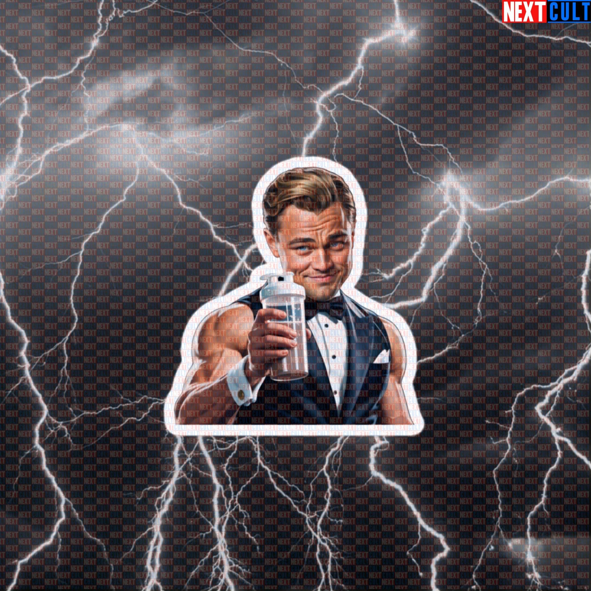 Swole DiCaprio Cheersing Protein Shaker Sticker | Funny Great Gatsby Gym Meme Decal Default Title Stickers Bodybuilding Fast Food Films Fitness Gym Leonardo DiCaprio Workout Next Cult Brand