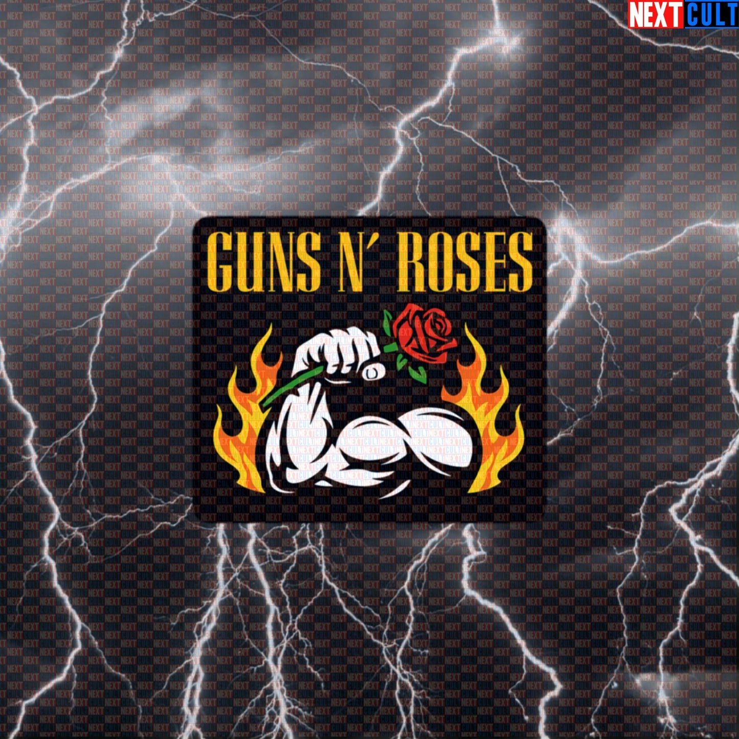 Big Guns Rock Gym Sticker Funny Workout Decal for Lifters Who Love Rock Music, Big Biceps and Gym Gains Default Title Stickers Bodybuilding Fitness Guns N' Roses Gym Rock Music Workout Next Cult Brand