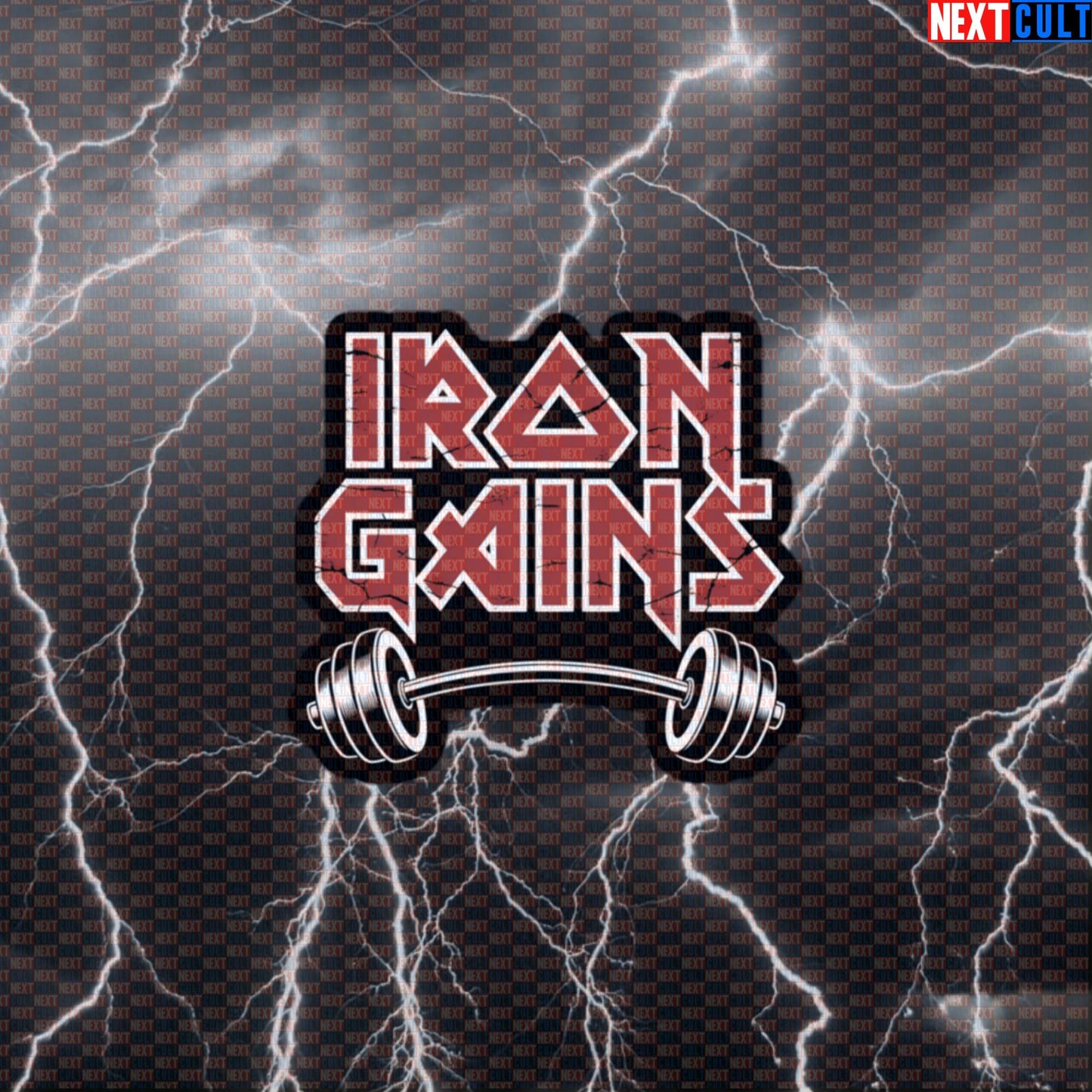 Iron Gains Funny Gym Sticker – Heavy Metal Workout Decal Gym Sticker for Lifters Default Title Stickers Bodybuilding Fitness Gym Iron Maiden Powerlifting Rock Music Workout Next Cult Brand