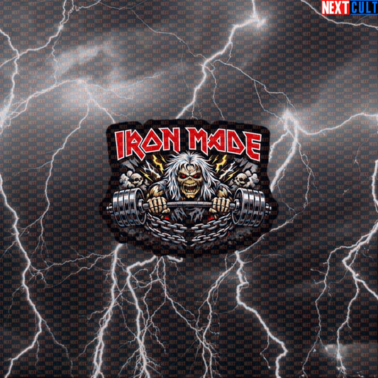 Iron Made Made by Iron Heavy Metal Gym Sticker — Funny Iron Maiden Rock Music Fitness & Bodybuilding Decal for Lifters & Gains Default Title Stickers Fitness Gym Iron Maiden Powerlifting Rock Music Workout Next Cult Brand