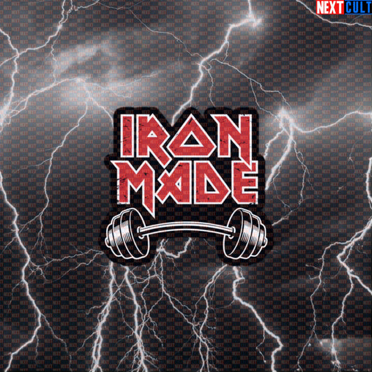 Iron Made Gains Heavy Metal Gym Sticker Decal Funny Gym Sticker for Workout Motivation and Lifter Humor Default Title Bodybuilding Fitness Gym Iron Maiden Powerlifting Rock Music Workout Next Cult Brand