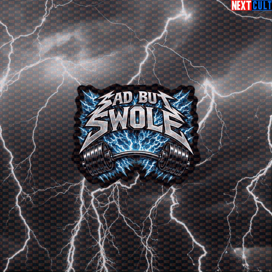 Sad But Swole Metallica Funny Gym Sticker — Rock Music Bodybuilding & Powerlifting Meme Decal for Fitness Lifters Default Title Bodybuilding Fitness Gym Metallica Powerlifting Rock Music Workout Next Cult Brand