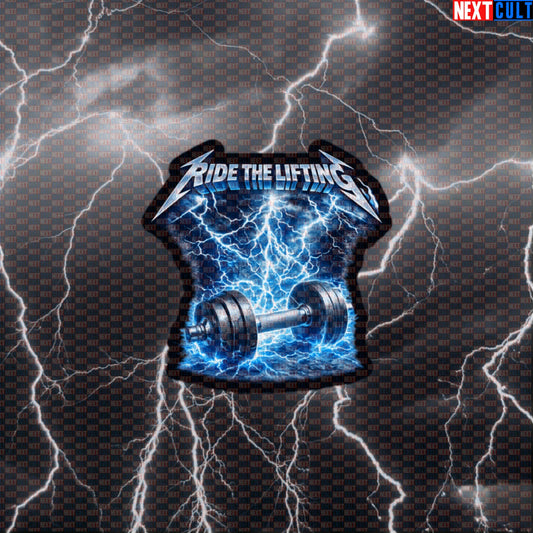 Ride The Lifting Funny Gym Sticker Ride The Lightning Metallica Heavy Metal Workout Decal Default Title Stickers Next Cult Brand