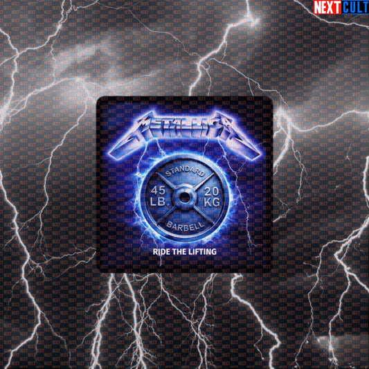 Ride The Lifting Funny Gym Sticker Ride The Lightning Album Cover Parody Metallica Heavy Metal Decal Default Title Bodybuilding Fitness Gym Metallica Powerlifting Rock Music Workout Next Cult Brand