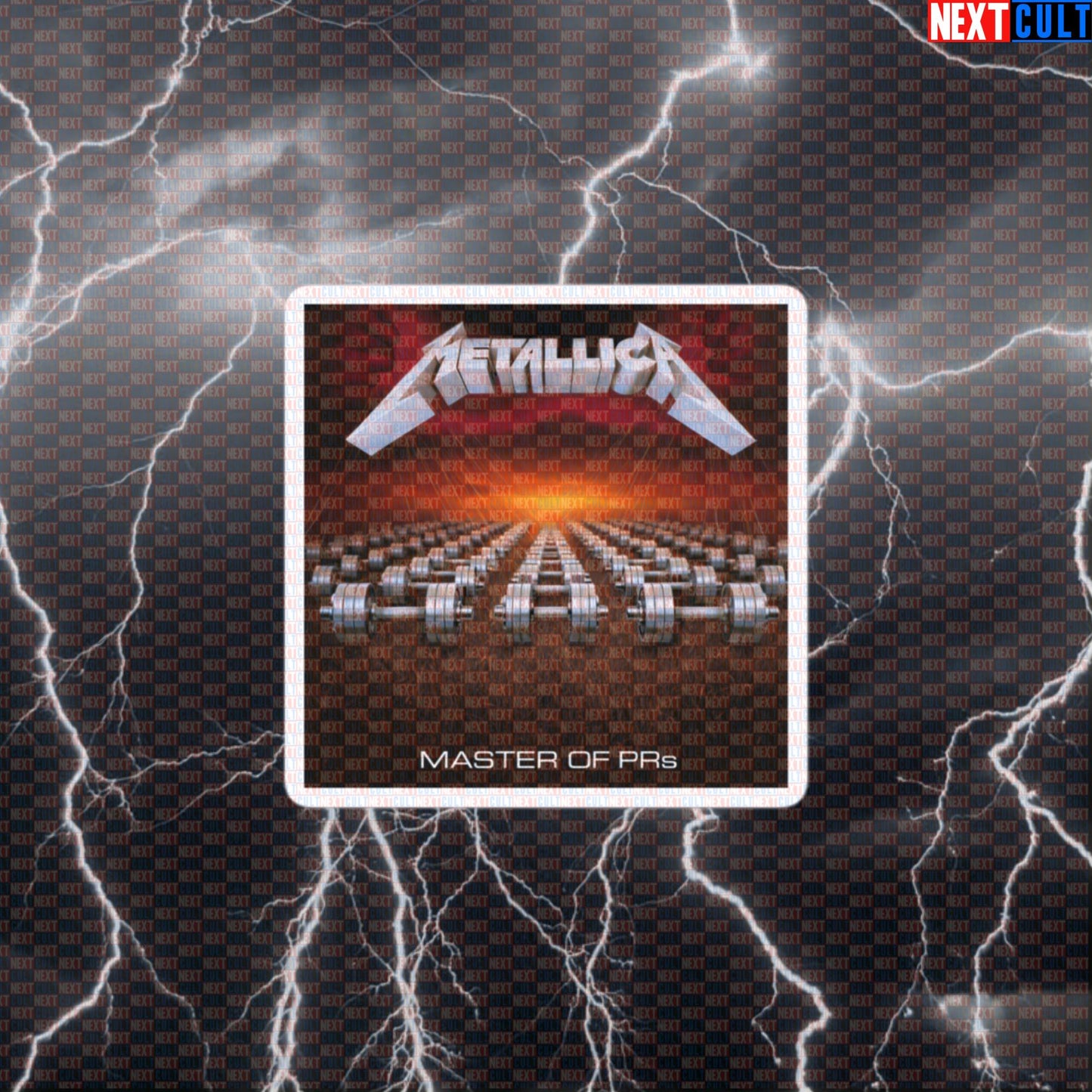 Master of PRs Funny Gym Sticker Master of Puppets Album Cover Parody Metallica Heavy Metal Decal Default Title Bodybuilding Fitness Gym Metallica Powerlifting Rock Music Workout Next Cult Brand