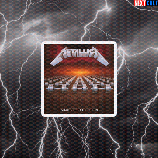 Master of PRs Funny Gym Sticker Master of Puppets Album Cover Parody Metallica Heavy Metal Decal Default Title Bodybuilding Fitness Gym Metallica Powerlifting Rock Music Workout Next Cult Brand