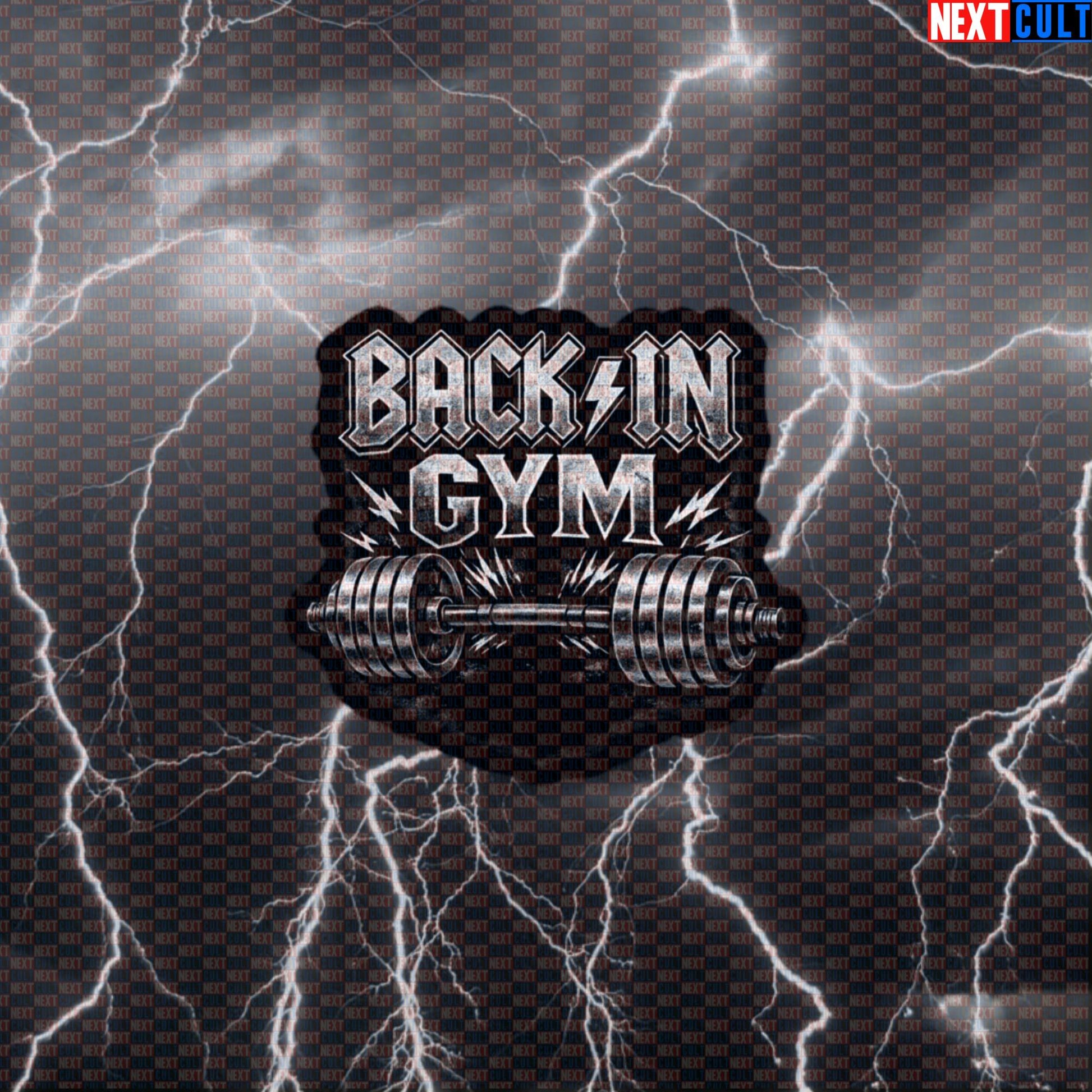 Back In Gym Funny Gym Sticker Back In Black Album Cover Parody AC/DC Heavy Metal Workout Decal Default Title Stickers AC/DC Bodybuilding Fitness Gym Powerlifting Rock Music Workout Next Cult Brand