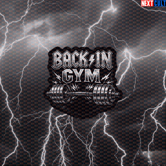 Back In Gym Funny Gym Sticker Back In Black Album Cover Parody AC/DC Heavy Metal Workout Decal Default Title Stickers AC/DC Bodybuilding Fitness Gym Powerlifting Rock Music Workout Next Cult Brand